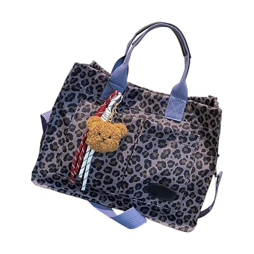 Dasbsug Damentasche mit großem Fassungsvermögen, Schultertasche, Leopardenmuster, Segeltuch, Crossbody-Griff für den täglichen Gebrauch, Reisen, Damen-Umhängetasche, mit Leopardenmuster, blau, One von Dasbsug