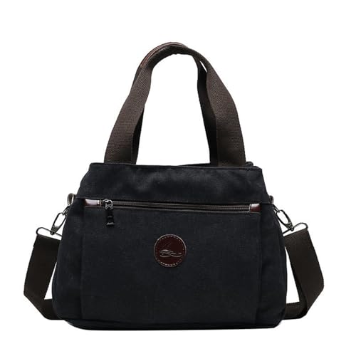 Dasbsug Elegante Damentasche aus Segeltuch mit Tragegriff oben und verstellbarem Riemen, Umhängetaschen für Studenten und Profis, Canvas-Handtasche, Schwarz , One Size von Dasbsug