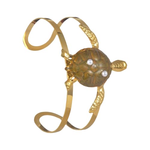 Dasbsug Elegante Strand-inspirierte offene Manschette mit Seestern-Muschel aus Edelstahl, Schmuck, Geschenk, Handgelenk-Accessoire, rostfreies Marine-inspiriertes Armband, Einheitsgröße, Wie von Dasbsug