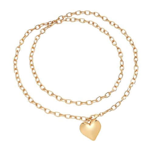 Dasbsug Eleganter zweifarbiger Liebesanhänger, geschichtete Kupfer-Halskette, leichtes Schlüsselbein-Schmuck, Geschenke für sie, doppellagige Liebeshalskette von Dasbsug