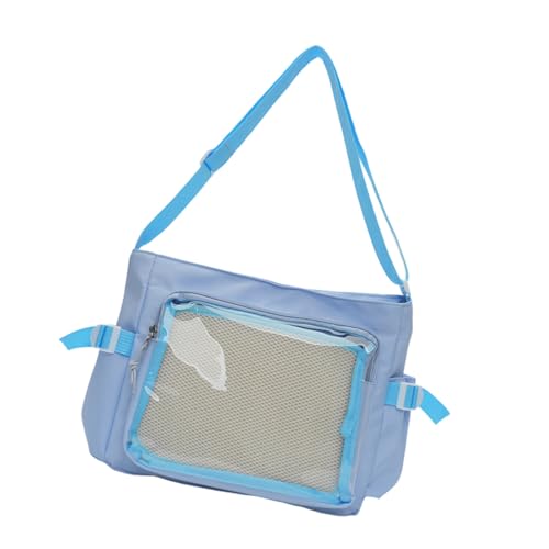 Dasbsug Funktionelle Nylon-Umhängetasche mit verstellbarem Riemen, Schultertaschen für Studenten, Pendler und Reisende, große Kapazität, große Kapazität, Nylon-Umhängetasche, blau, One Size von Dasbsug