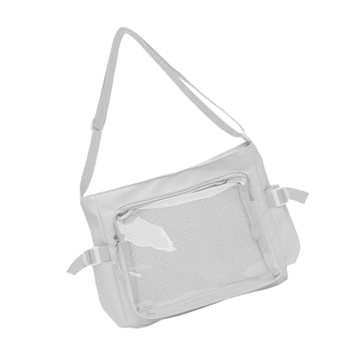 Dasbsug Funktionelle Nylon-Umhängetasche mit verstellbarem Riemen, Schultertaschen für Studenten, Pendler und Reisende, große Kapazität, große Kapazität, Nylon-Umhängetasche, weiß, One Size von Dasbsug