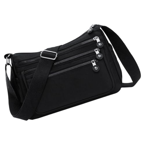 Dasbsug Geräumige Umhängetasche mit mehreren Taschen für Damen, Nylon, Tragegriff oben, Handtasche, Crossbody-Tasche für Damen, Schwarz , One Size von Dasbsug