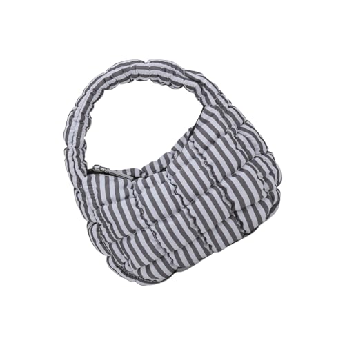 Dasbsug Gesteppte Cloud Bag Puffer Nylon Handtasche Leicht und Tragbar Top Griff Tasche mit Reißverschluss für Damen Gesteppte Puffertasche, Schwarz , One Size von Dasbsug