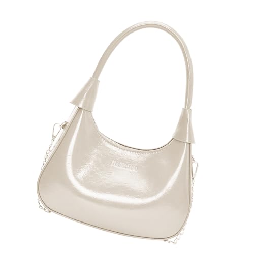 Dasbsug Hoboes Damen-Handtasche, süßes Leder, Schultertasche, mit Reißverschluss, lässige Crossbody-Tasche mit abnehmbaren Trägern, Geschenke, Hoboes-Handtasche, weiß, One Size von Dasbsug