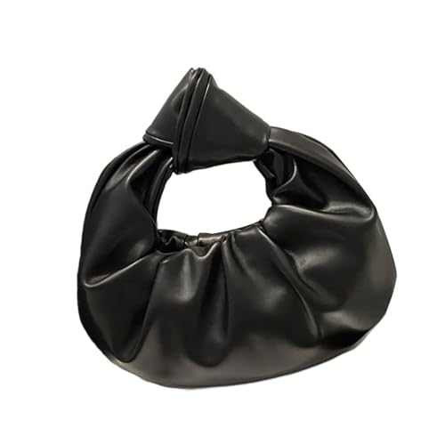 Dasbsug Hoboes Handtaschen für Damen, gerüschte PU-Clutches, Geldbörse, Toted Bags, Abendtasche, geknoteter Griff, Schultertasche, gerüschte Hoboes-Knödel, Schwarz , One Size Dasbsug Hoboes Handtaschen für Damen, gerüschte PU-Clutches, Geldbörse, Toted Bags, Abendtasche, geknoteter Griff, Schultertasche, gerüschte Hoboes-Knödel, Schwarz , One Size von Dasbsug