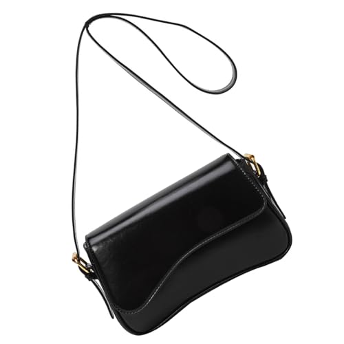 Dasbsug Kleine Umhängetasche für Damen, Retro-Stil, trendiges Pendeln, PU-Leder, Einkaufstasche, Kuriertasche, trendige Schultertasche, kleine Umhängetasche, Handtasche, Pendeln, Schwarz von Dasbsug