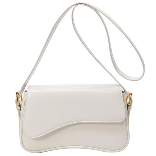 Dasbsug Kleine Umhängetasche für Damen, Retro-Stil, trendiges Pendeln, PU-Leder, Einkaufstasche, Kuriertasche, trendige Schultertasche, kleine Umhängetasche, Handtasche, Pendeln, weiß, Einheitsgröße von Dasbsug