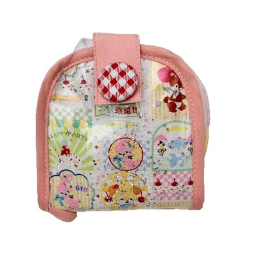 Dasbsug Kleines Portemonnaie mit fröhlichem Cartoon-Motiv, praktische Stoffkonstruktion, 4 Kartenfächer, Münzfach, kompakte Tragelösung, tragbarer Reisekarten-Organizer, Mädchen-Fans, Mass Beauty von Dasbsug