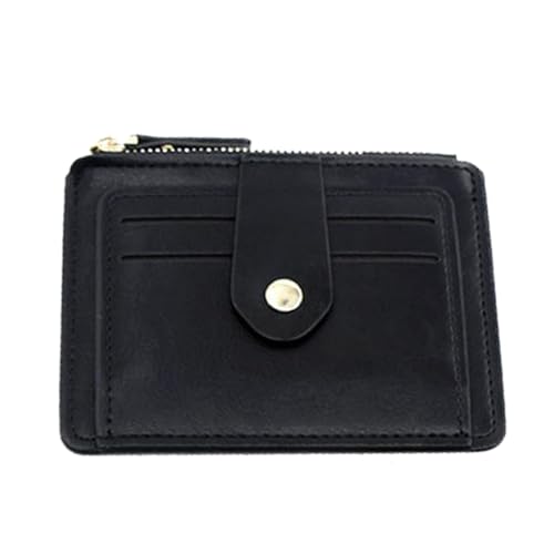Dasbsug Kompakte Geldbörse aus PU-Leder für Herren, mit sicheren Münzfächern mit Reißverschluss und wichtigen Kartenfächern, kleine Business-Geldbörse, Kreditkartenetui, Schwarz , Mass Beauty von Dasbsug