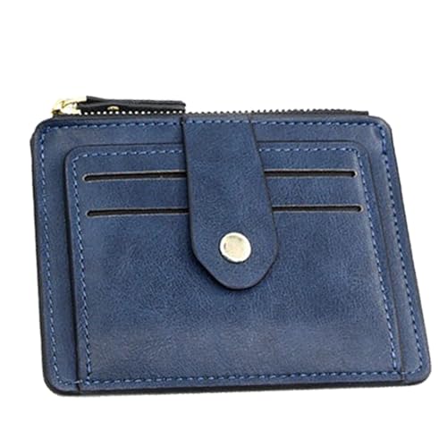 Dasbsug Kompakte Geldbörse aus PU-Leder für Herren, mit sicheren Münzfächern mit Reißverschluss und wichtigen Kartenfächern, kleine Business-Geldbörse, Kreditkartenetui, blau, Mass Beauty von Dasbsug