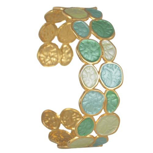 Dasbsug Künstlerisch bemalte, verstellbare Manschette, flexibles Edelstahl-Accessoire für Damen und Herren, leicht, bequem am Handgelenk, Einheitsgröße, Wie beschrieben von Dasbsug