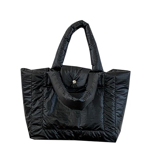 Dasbsug Lässige, weich gepolsterte Tasche mit viel Platz für Damen, gesteppte Handtasche mit Tragegriff oben, für Schule, Arbeit oder Einkauf, Schwarz , One Size von Dasbsug