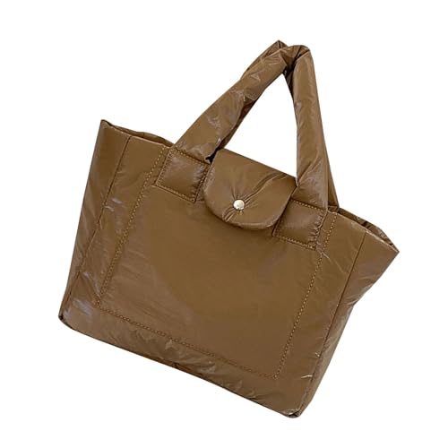 Dasbsug Lässige, weich gepolsterte Tasche mit viel Platz für Damen, gesteppte Handtasche mit Tragegriff oben, für Schule, Arbeit oder Einkauf, braun, One Size von Dasbsug