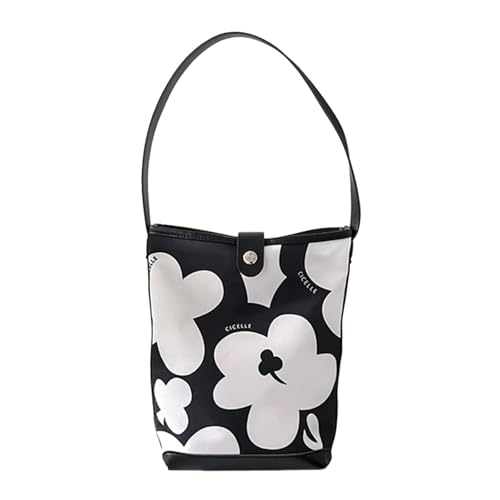 Dasbsug Lässige Handtasche mit Aufdruck für Damen, PU-Schultertaschen, Einkaufstasche für Damen, mit reichlich Stauraum und einfacher Organisation, stilvolles Accessoire für Damen, Schwarz , One Size von Dasbsug