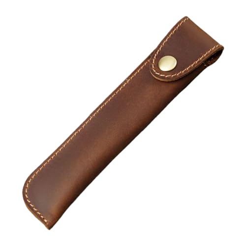 Dasbsug Leder-Federmäppchen, für Damen und Herren, Studenten, Füllfederhalter, Lederhülle, handgefertigter Stifthalter, Gelbbraun von Dasbsug