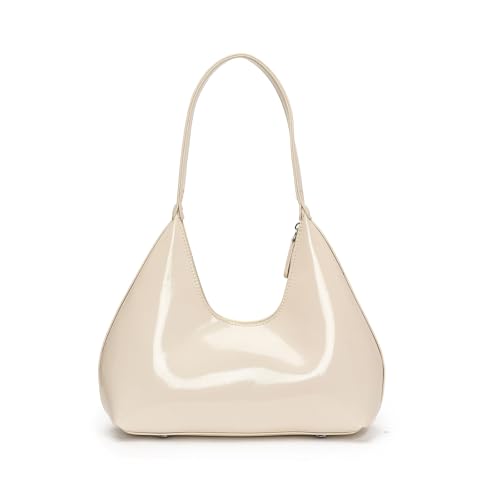 Dasbsug Luxuriöse PU-Umhängetasche, modische Schultertaschen, lässige Unterarm-Geldbörse mit glänzendem Finish zum Einkaufen und Verabredungen, trendige Geldbörse, weiß, Einheitsgröße von Dasbsug