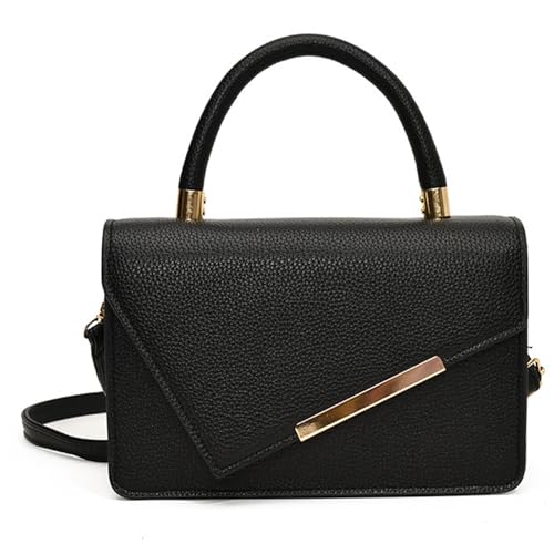 Dasbsug Modische Damen-Umhängetasche aus PU-Leder mit verstellbarem Riemen für lässige Einkäufe, kleine Umhängetasche, Geldbörse, PU-Ledertasche, Schwarz , One Size von Dasbsug