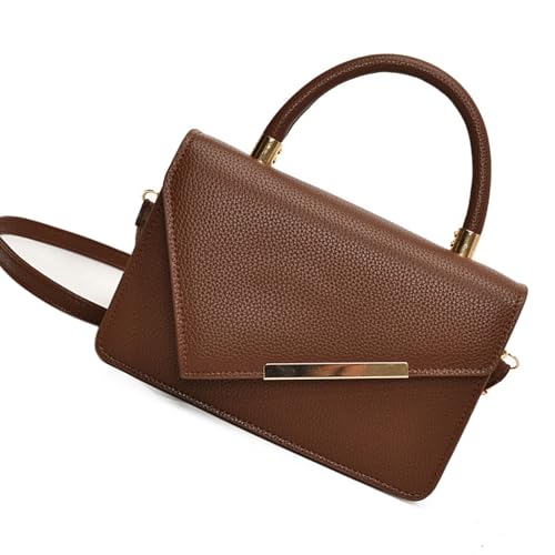 Dasbsug Modische Damen-Umhängetasche aus PU-Leder mit verstellbarem Riemen für lässige Einkäufe, kleine Umhängetasche, Geldbörse, PU-Ledertasche, braun, One Size von Dasbsug