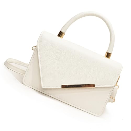 Dasbsug Modische Damen-Umhängetasche aus PU-Leder mit verstellbarem Riemen für lässige Einkäufe, kleine Umhängetasche, Geldbörse, PU-Ledertasche, weiß, One Size von Dasbsug
