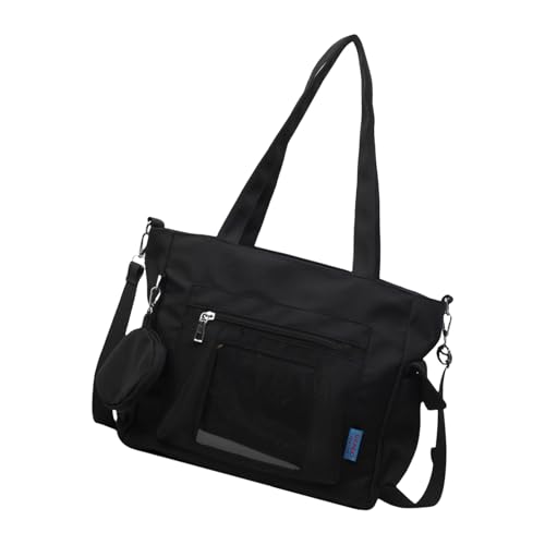 Dasbsug Modische Handtasche mit abnehmbarer Geldbörse aus Segeltuch, große Umhängetasche, geeignet für verschiedene Anlässe, Schwarz , One Size von Dasbsug