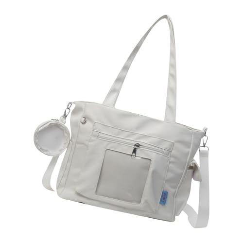 Dasbsug Modische Handtasche mit abnehmbarer Geldbörse aus Segeltuch, große Umhängetasche, geeignet für verschiedene Anlässe, weiß, One Size von Dasbsug