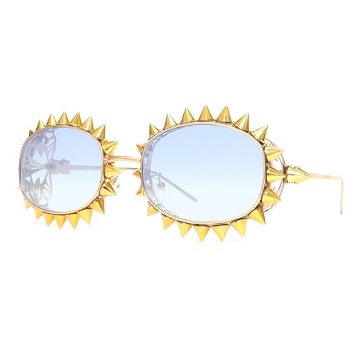 Dasbsug Modische ovale Sonnenbrille mit Metallnietenrahmen für trendige Männer und Frauen, perfekt für Musikfestivals und Strandausflüge, kreative Sonnenbrille für Frauen, blau Dasbsug Modische ovale Sonnenbrille mit Metallnietenrahmen für trendige Männer und Frauen, perfekt für Musikfestivals und Strandausflüge, kreative Sonnenbrille für Frauen, blau von Dasbsug