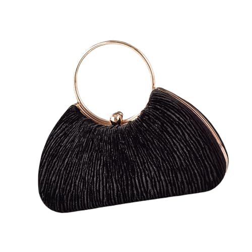 Dasbsug Modische plissierte Abendtasche, Handtasche, Schultertasche, Crossbody-Tasche mit Kettenriemen für Partys und besondere Anlässe, Schwarz , One Size von Dasbsug