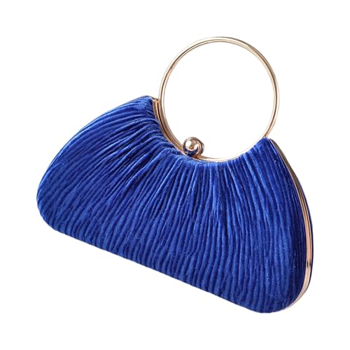 Dasbsug Modische plissierte Abendtasche, Handtasche, Schultertasche, Crossbody-Tasche mit Kettenriemen für Partys und besondere Anlässe, blau, One Size von Dasbsug
