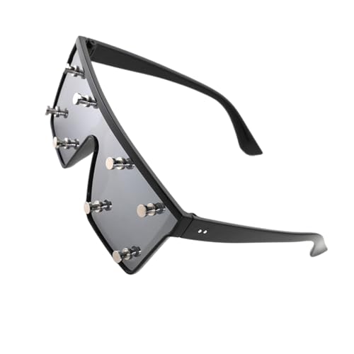 Dasbsug Modische quadratische Sonnenbrille mit Metallnieten, praktischer PC-Rahmen, bequem zum Radfahren, Laufen, Reisen, quadratische Sonnenbrille zum Laufen, Schwarz Dasbsug Modische quadratische Sonnenbrille mit Metallnieten, praktischer PC-Rahmen, bequem zum Radfahren, Laufen, Reisen, quadratische Sonnenbrille zum Laufen, Schwarz von Dasbsug