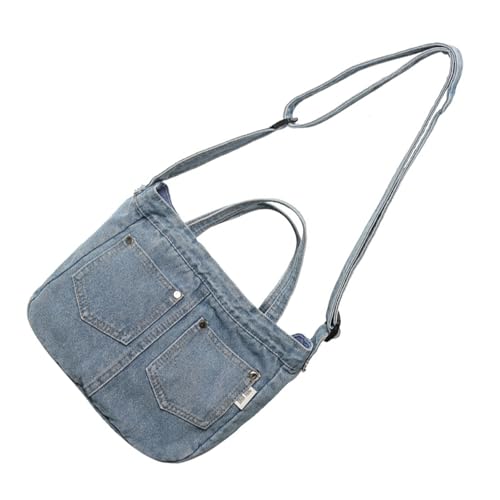Dasbsug Modische und praktische Jeans-Umhängetasche, geräumige Umhängetasche, lässige Umhängetasche für Damen und Profis, praktische Stoffhandtasche, hellblau, One Size von Dasbsug