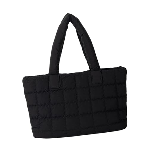 Dasbsug Praktische Handtasche mit großem Fassungsvermögen, lässige Daunen, Baumwolle, weich gepolstert, Tragegriff oben, für Bürobesprechungen und kurze Reisen, stilvolle Bürohandtasche, Schwarz , One von Dasbsug