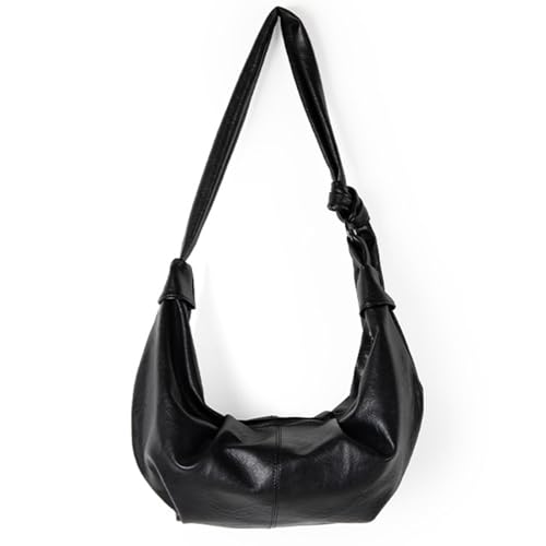 Dasbsug Praktische Umhängetasche aus PU-Leder für Damen, Knödeltasche, Crossbody-Tasche mit geräumigem Innenraum, unverzichtbare Umhängetasche für Damen, Schwarz , One Size von Dasbsug