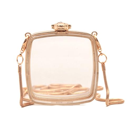 Dasbsug Quadratische transparente Acryl-Tasche für Mädchen, Acryl, Schultertasche, Umhängetasche, Mehrzweck, für Make-up und Zubehör, transparentes Gelee, 01style, One Size von Dasbsug