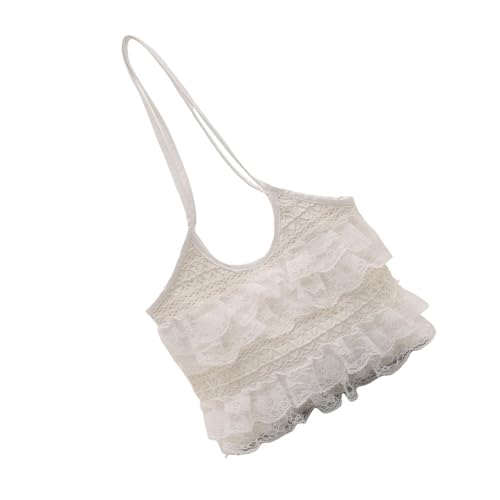 Dasbsug Raffinierte Spitzen-Netz-Umhängetasche, geräumige Handtasche, leichtes Design, Unterarmtaschen, bequemer Gurt für Damen, atmungsaktive Netz-Umhängetasche von Dasbsug