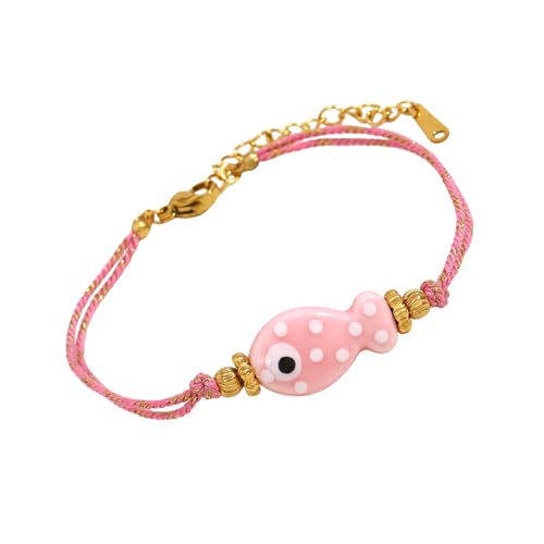 Dasbsug Schöne Fischförmige Perlenschnur, verstellbare Länge, Edelstahl-Schmuck für Damen und Herren, Freizeitkleidung, Edelstahl-Fisch, Einheitsgröße, Wie beschrieben von Dasbsug