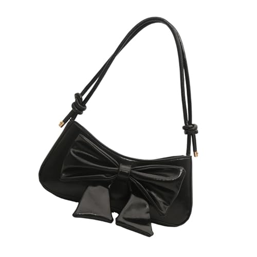 Dasbsug Schultertaschen für Damen, PU-Leder, Umhängetasche, süße Hoboes-Handtaschen, kleine Schultertasche, Schleife, Unterarmtaschen, Schultertaschen, Schwarz , One Size von Dasbsug
