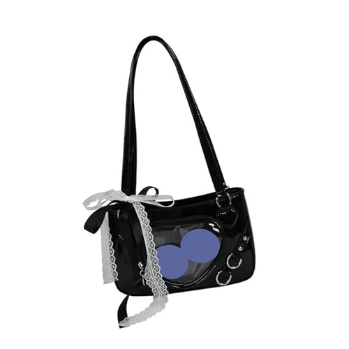 Dasbsug Stilvolle Abendtasche mit Spitzenverzierung, Umhängetasche, Handtasche, PU-Leder, Schultertaschen, Abendtasche für den täglichen Gebrauch, zum Sammeln, Schwarz , Einheitsgröße von Dasbsug