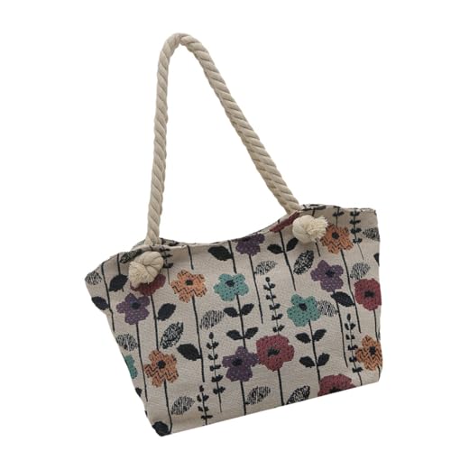 Dasbsug Stilvolle Nylon-Schultertasche mit Blumenmuster für Damen, große Kapazität, Handtasche, Unterarm-Geldbörse, geeignet für Pendler, Reisen, geräumiger Blumendruck, B, One Size von Dasbsug