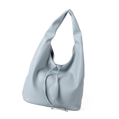 Dasbsug Stilvolle Slouchy Handtasche, großes Fassungsvermögen, PU-Leder, Arbeits-Umhängetasche, Unterarm-Geldbörse, für den täglichen Gebrauch und den Bürogebrauch, blau, One Size von Dasbsug