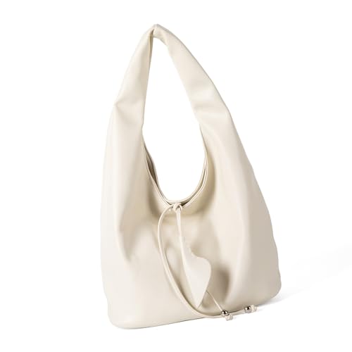 Dasbsug Stilvolle Slouchy Handtasche, großes Fassungsvermögen, PU-Leder, Arbeits-Umhängetasche, Unterarm-Geldbörse, für den täglichen Gebrauch und den Bürogebrauch, weiß, One Size von Dasbsug