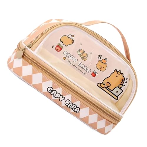Dasbsug Transparentes Federmäppchen, großes Fassungsvermögen, für Stifte, Cartoon, Capibala, Organizer, Make-up, transparente Tasche, Cartoon-Capibala-Tasche für Studenten, Computer Kapibala von Dasbsug