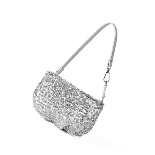 Dasbsug Umhängetasche, Umhängetasche, Geldbörse, Handtasche, Glitzer, Pailletten, Abendtasche, Clutch, Geldbörse mit Kette, Umhängetasche, silber, Einheitsgröße Dasbsug Umhängetasche, Umhängetasche, Geldbörse, Handtasche, Glitzer, Pailletten, Abendtasche, Clutch, Geldbörse mit Kette, Umhängetasche, silber, Einheitsgröße von Dasbsug