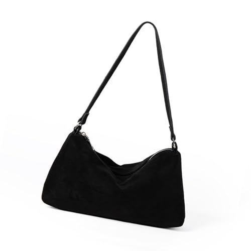 Einfarbige Damen-Umhängetasche, Retro-Stil, Achselhöhle, Vintage-Stil, Pendeln, für den täglichen Gebrauch, modische Achselhöhle, Retro, Achselhöhle, koreanischer Stil, Schulter, Schwarz , One Size von Dasbsug
