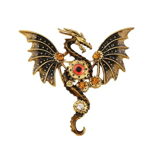 Einzigartige Drachen-Design-Brosche aus Legierung für Damen und Herren, tragbar, stabile Legierung, für lässige oder formelle Outfits, Drachenförmiger Anstecknadel, Einheitsgröße, Wie beschrieben von Dasbsug