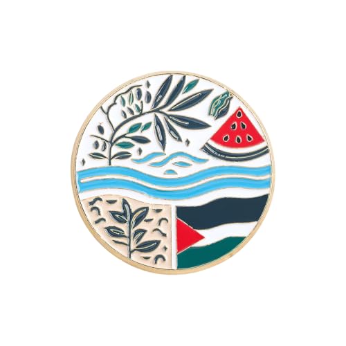 Einzigartige Wassermelonen-Flussblatt-Flaggen-Brosche, Unisex, Anstecknadel, Kulturzubehör, Metallabzeichen für Schmuckliebhaber, Unisex-Anstecknadel von Dasbsug