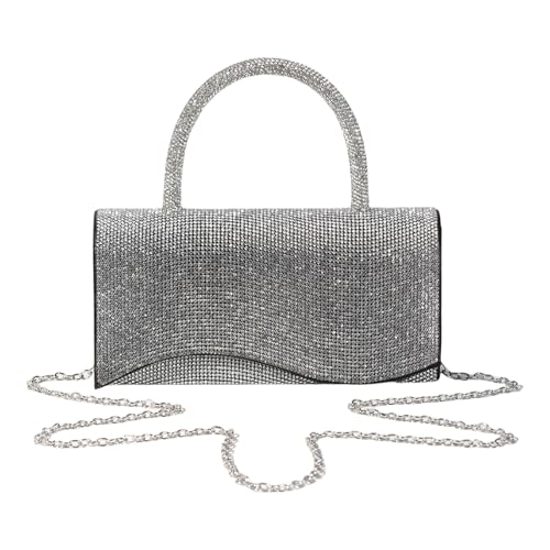 Elegante Abendtasche mit Strasssteinen, Schultertasche, modische Umhängetasche, Handtasche für Partys und Hochzeiten, elegante Abendtasche, Schwarz , One Size von Dasbsug