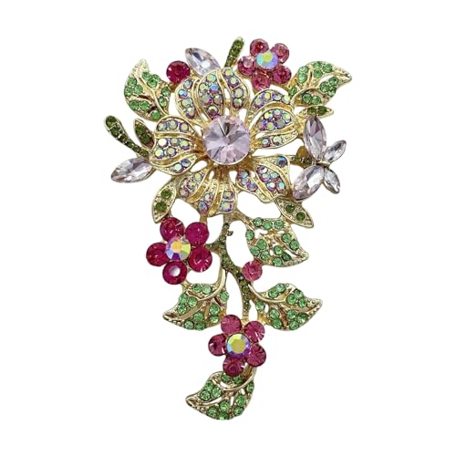 Elegante Blumen-Brosche mit Kristallen für Abendgarderobe, Bürokleidung, Retro, Modeschmuck, stabile Legierung, Geschenk-Box, bereit mit Kristallen, Blumenschmuck, Einheitsgröße, Wie beschrieben von Dasbsug