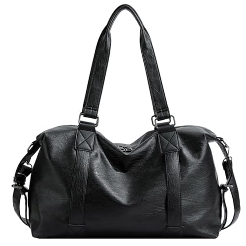 Elegante Damen-Umhängetasche aus PU-Leder, große Kapazität, Umhängetasche, lässiger Griff oben, Handtasche für tägliche Aktivitäten, lässige Handtasche, Schwarz , One Size von Dasbsug