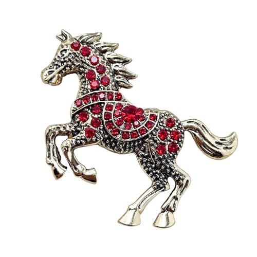 Elegante emaillierte Pferde-Brosche mit funkelnden Strasssteinen, Zinc-Legierung, Schmuck, Bekleidungszubehör für formelle Veranstaltungen, modische Anstecknadel, Einheitsgröße, Wie beschrieben von Dasbsug
